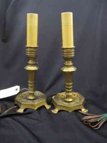 Appraisal: Deco Style Candlestick Lamps bronzedfinish '' tall electrified