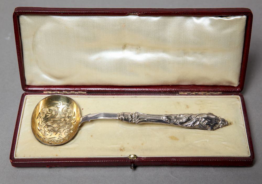 Appraisal: English Sterling Silver Pierced Serving Spoon English sterling silver serving