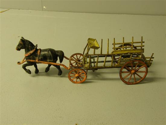 Appraisal: Early twentieth century tin plate horse and cart h w