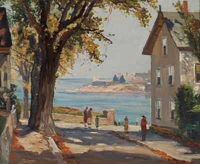 Appraisal: Anthony Thieme American - King Street Rockport Oil on canvas