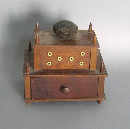 Appraisal: Cherry sewing box th c h w