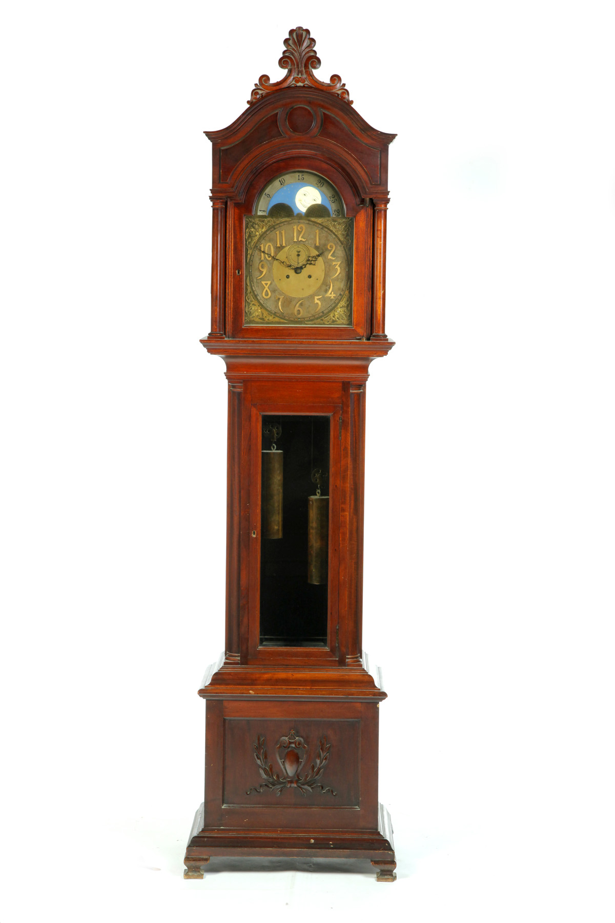 Appraisal: TALL CASE CLOCK WITH MOON PHASE DIAL American st quarter-