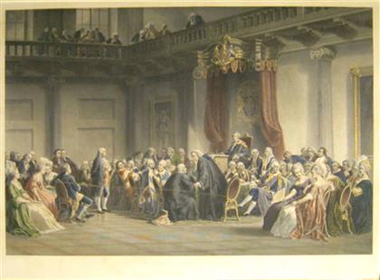 Appraisal: piece Benjamin Franklin Hand-Colored Engraving Whitechurch Robert after Schuessele C