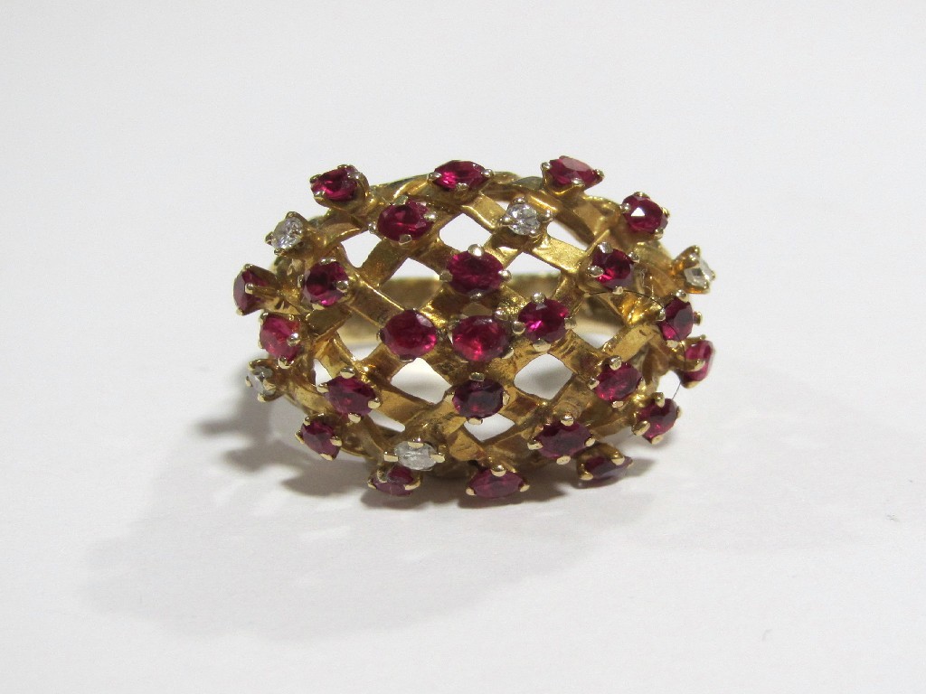 Appraisal: A s ct gold ruby and diamond set dress ring