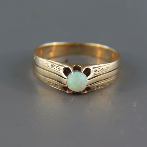 Appraisal: Opal Ring blue-green fiery stone in antique k yellow gold