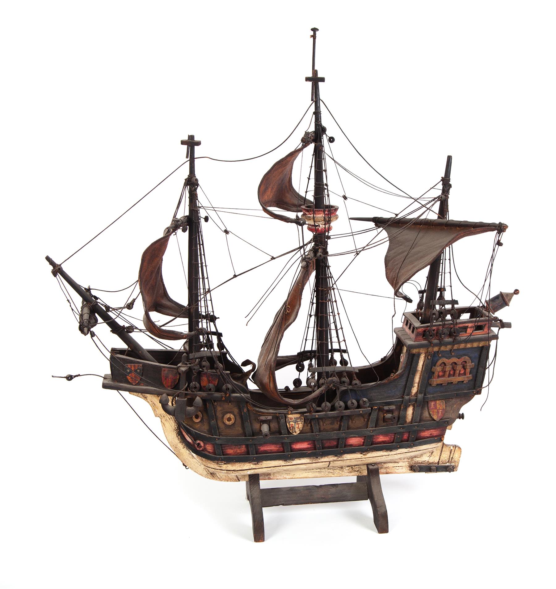 Appraisal: MODEL OF A SPANISH GALLEON Second half- th century Wooden