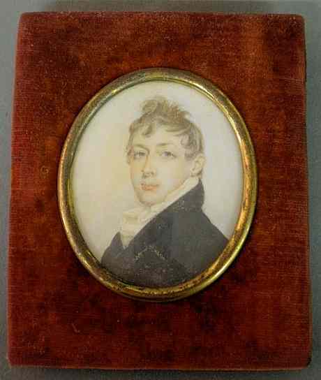 Appraisal: Miniature oval portrait th c of Edmund Pratt brother of