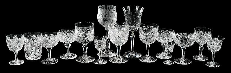 Appraisal: Cut Glass Goblets Tumbler four goblets J Hoare Monarch one