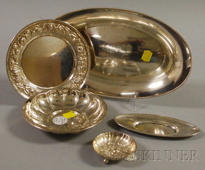 Appraisal: Five Sterling Silver Table Items an International bread tray monogrammed