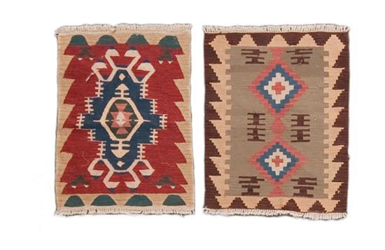 Appraisal: Two Turkish Kelim rugs modern x each