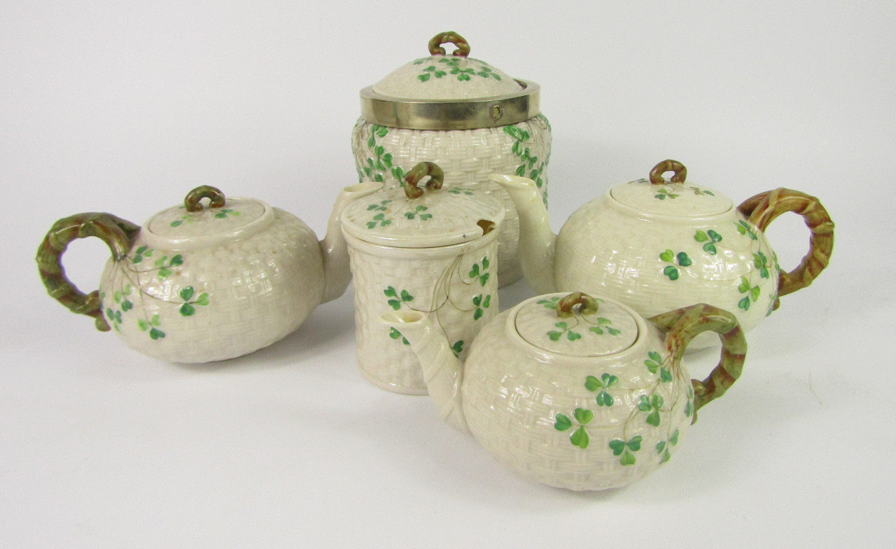 Appraisal: A group of Belleek porcelain decorated in the Shamrock pattern