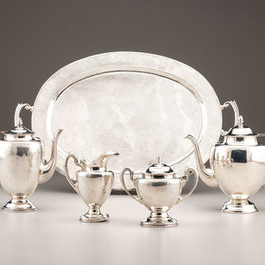 Appraisal: A Mexican Silver Five-Piece Tea and Coffee Service th Century