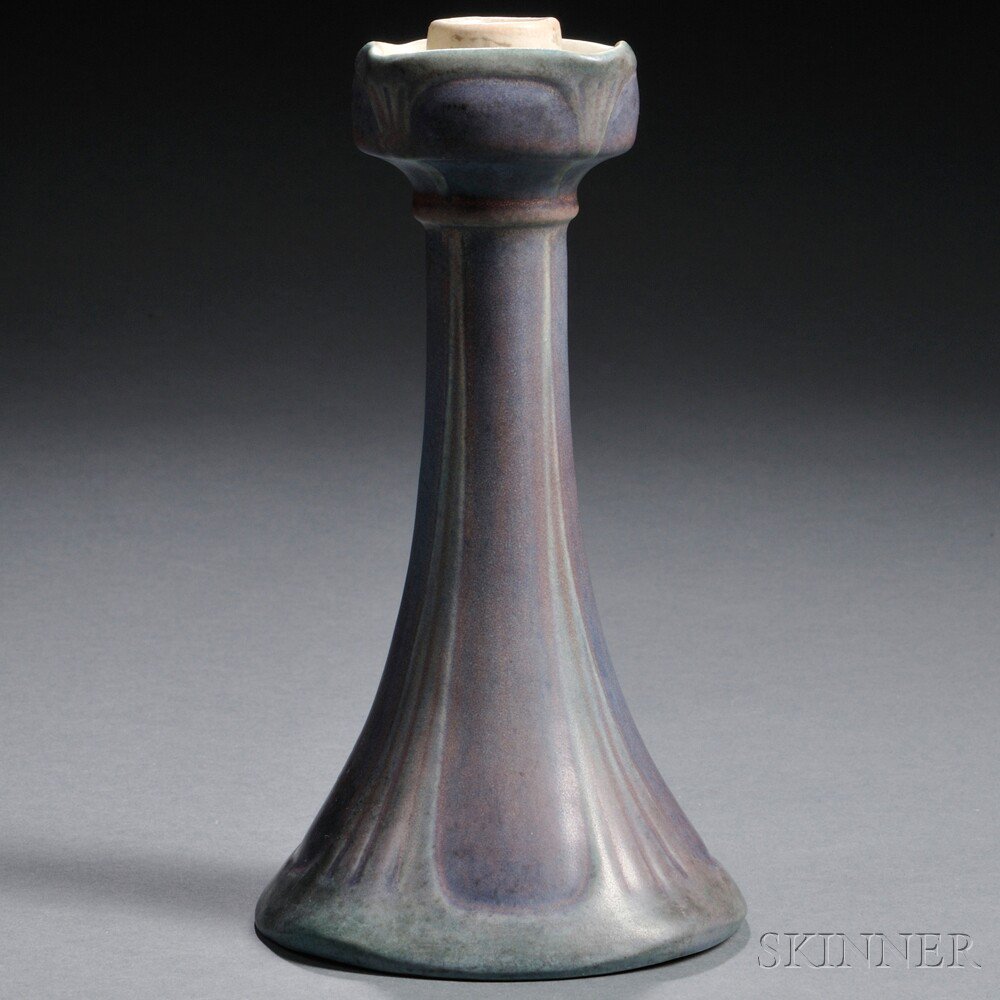 Appraisal: Newcomb College Candlestick Art pottery Louisiana Sadie Irvine Four-sided bobeche