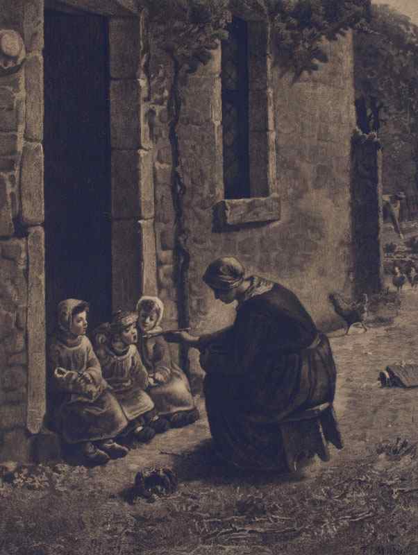 Appraisal: GENRE SCENE OF A MOTHER FEEDING HER THREE INFANTS AFTER