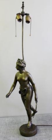 Appraisal: After Houdon Bronze of Diana The Hunter as Lamp Inscribed