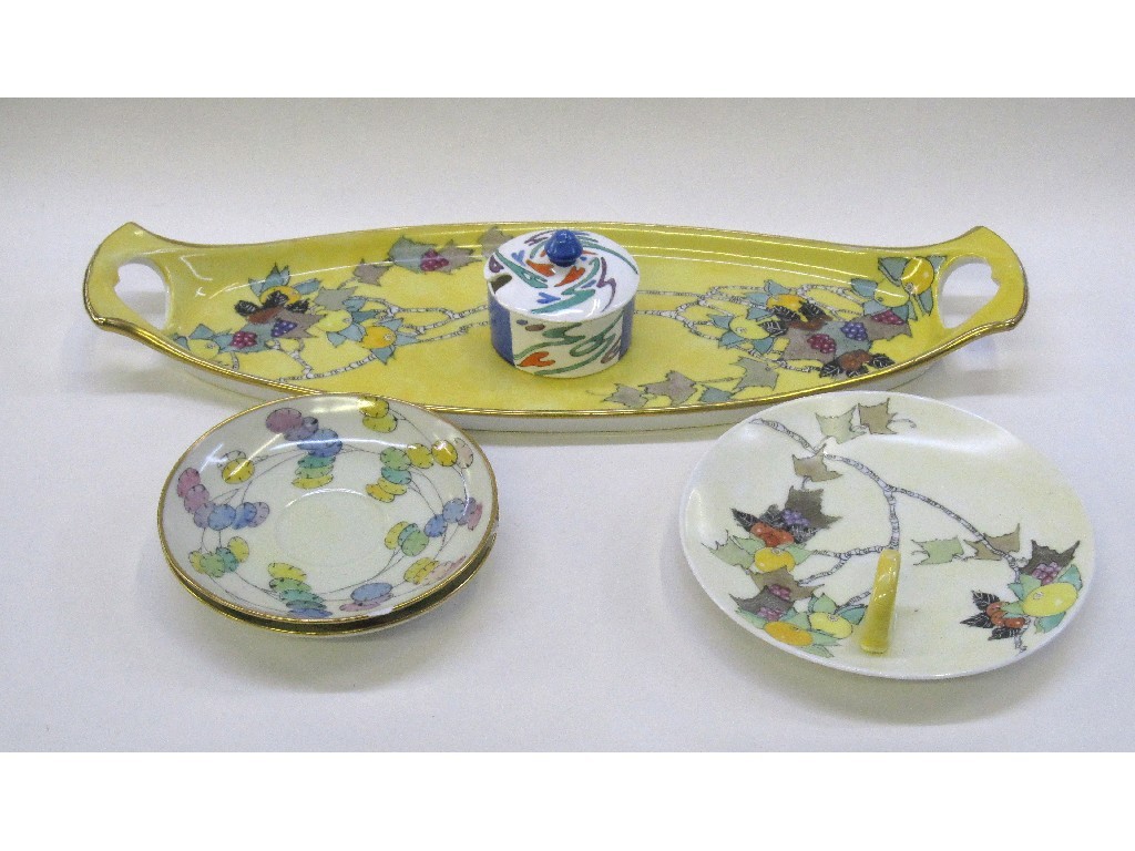 Appraisal: Five pieces of Elizabeth Mary Watt handpainted ceramics each piece