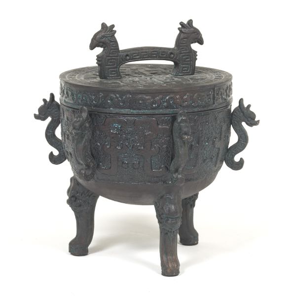 Appraisal: MIXED METALS CHINESE ARCHAISTIC BRONZE VESSEL STYLE ICE BUCKET x