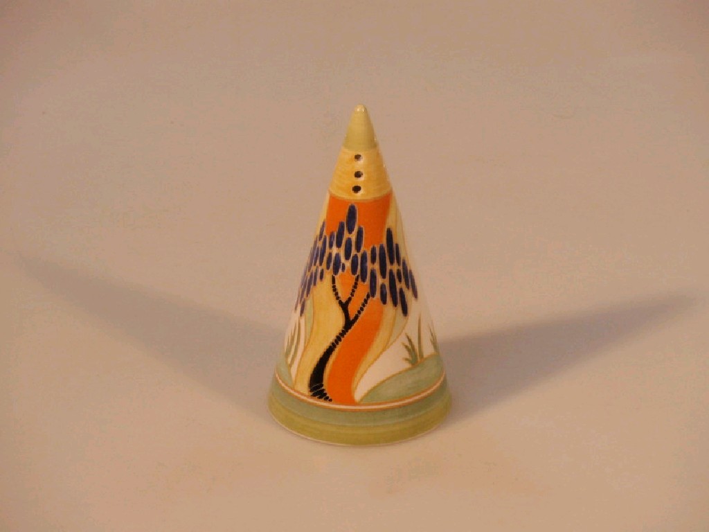 Appraisal: A Clarice Cliff centenary Fantasque conical sugar castor with certificate