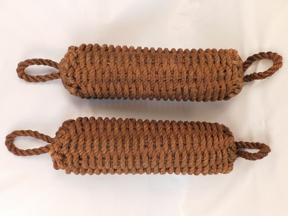 Appraisal: PAIR WOVEN ROPE SHIP BUMPERS Pair of large antique sailor