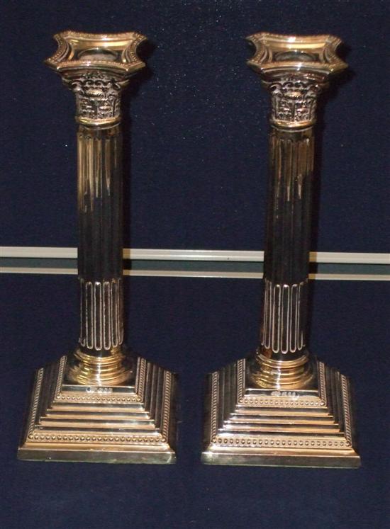 Appraisal: Pair of modern silver Corinthian column candlesticks maker's mark 'AC