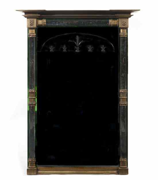 Appraisal: A Continental Neoclassical Giltwood Mirror having a stepped block front