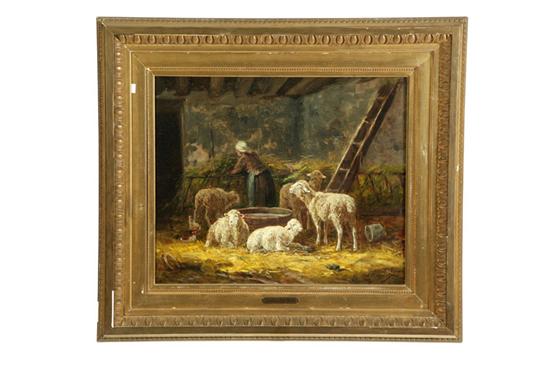 Appraisal: SHEEP BY CHARLES EMILE JACQUE FRANCE - Oil on canvas