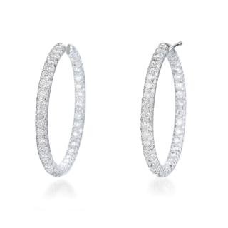 Appraisal: A Pair of Diamond Hoop Earrings Crafted out of K