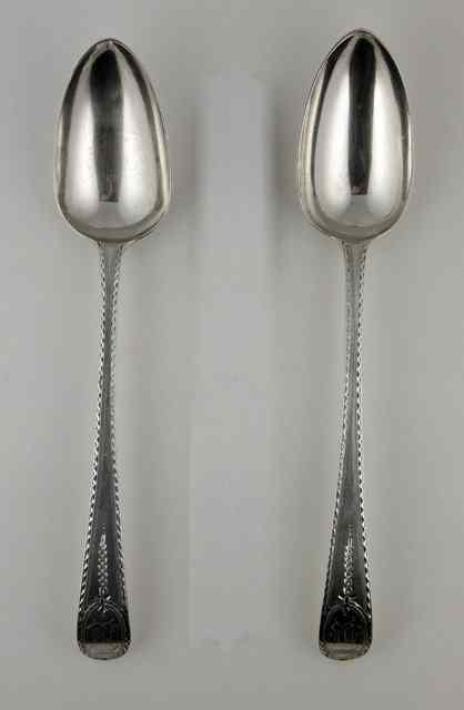 Appraisal: A pair of George III silver table spoons Hester Bateman