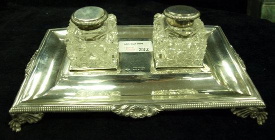 Appraisal: An inkstand Horace Woodward Co Ltd the cut glass inkwells