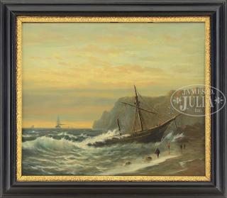 Appraisal: WESLEY WEBBER American - SHIP RUN AGROUND Oil on canvas