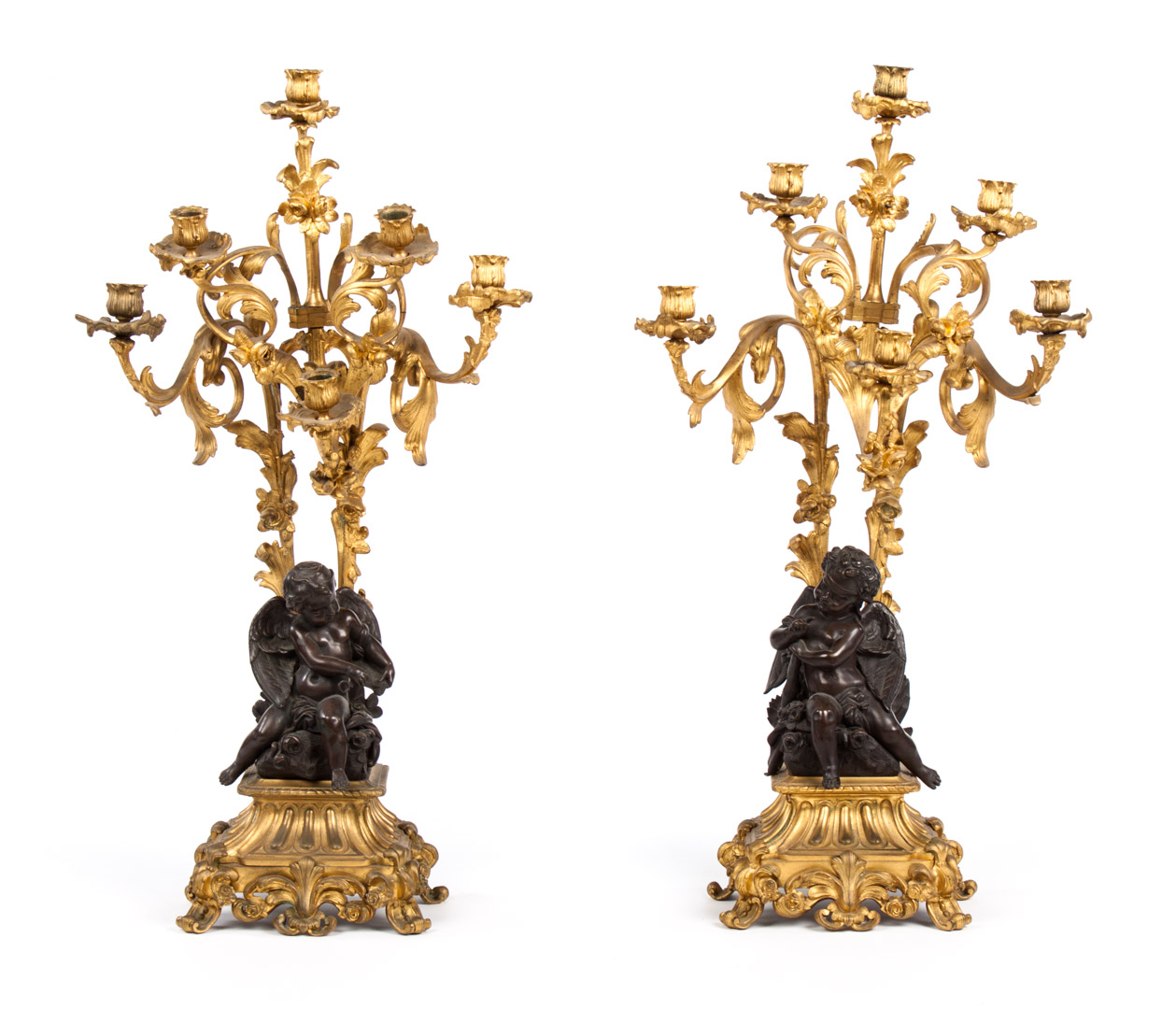 Appraisal: Pair of Napoleon III bronze figural candelabra second half- th