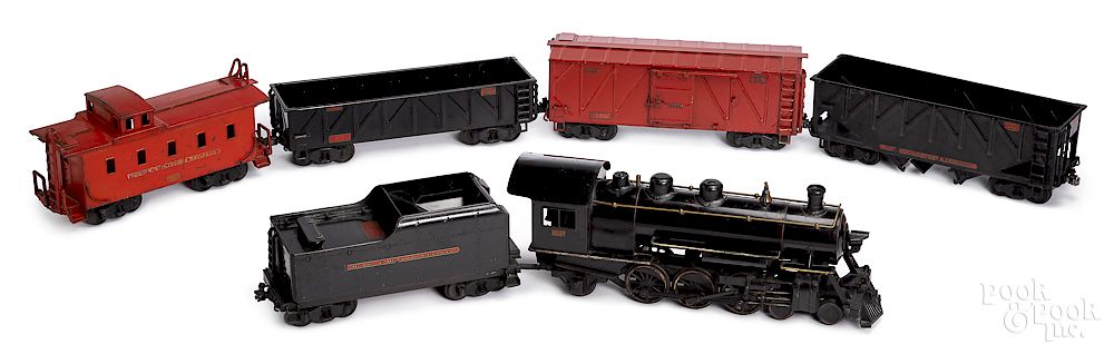 Appraisal: Buddy L pressed steel six-piece outdoor train set Buddy L