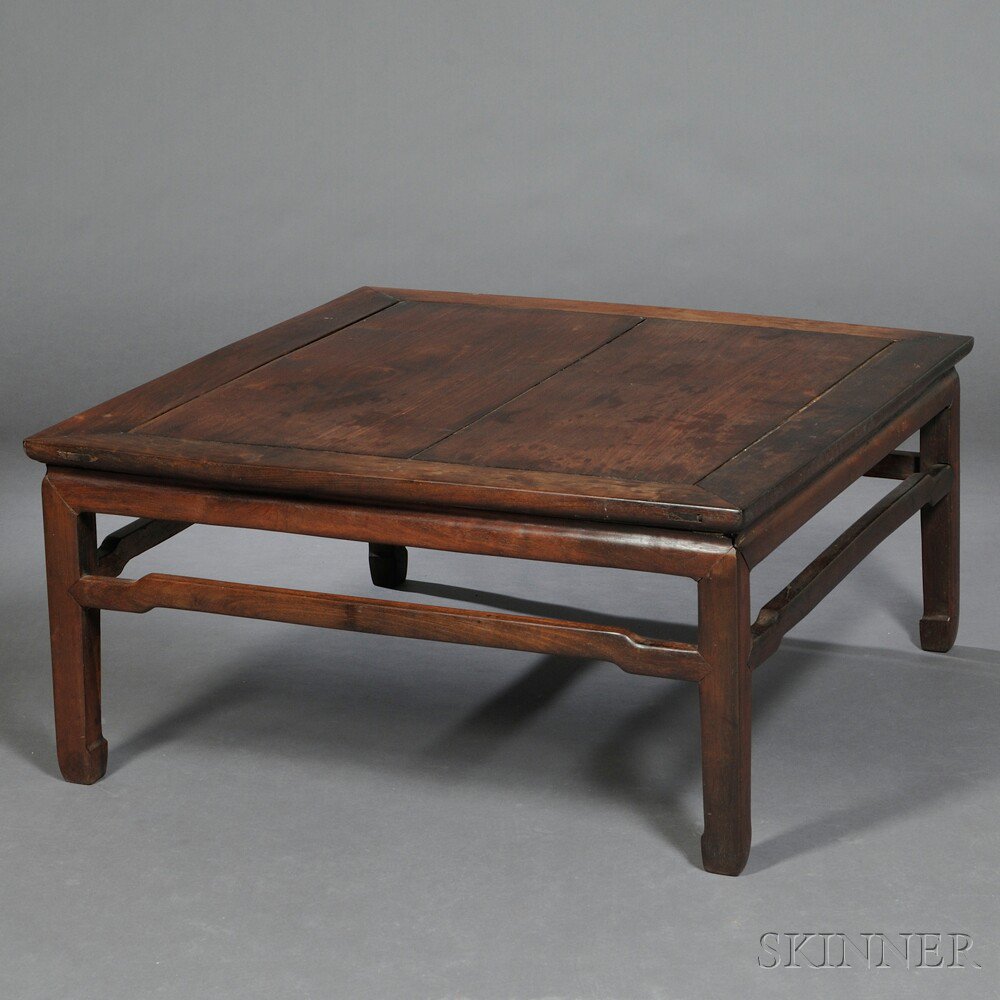 Appraisal: Square Low Table China th century hardwood top panel set