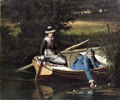 Appraisal: Erskine Nicol - - Oil painting - Two girls in