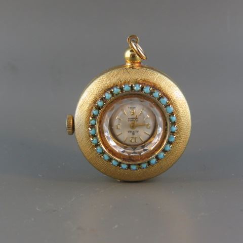 Appraisal: Pendant Watch by Alpha jewels gold finish case working