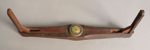 Appraisal: Primitive wood surveyor's transit th c with compass having a