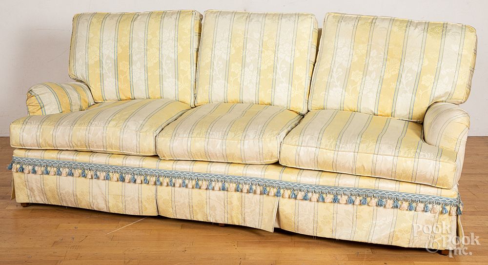 Appraisal: Pair of silk upholstered sofas w Provenance Pair of silk