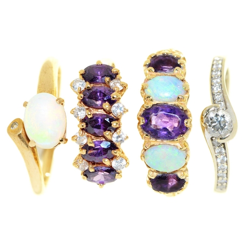 Appraisal: An amethyst and opal ring in ct gold size P