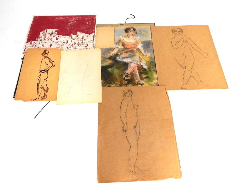 Appraisal: Six th C works on paper all signed Esman including