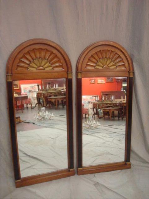 Appraisal: Pair of Empire Style Wood and Dome Top Mirrors From