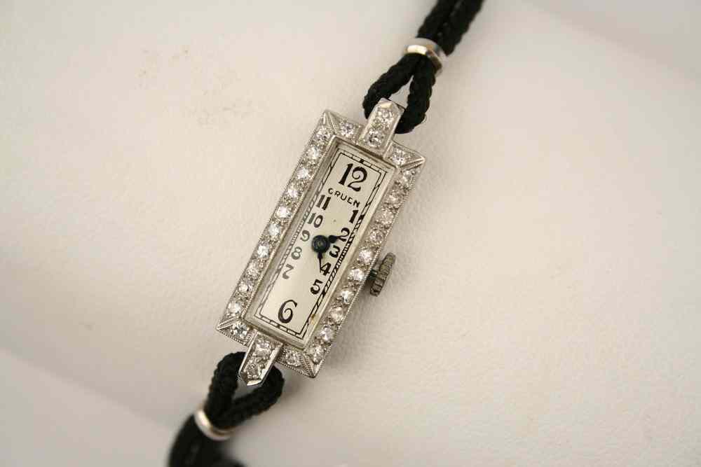 Appraisal: LADY'S WRISTWATCH - Art Deco Gruen platinum and diamond watch