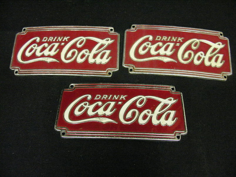 Appraisal: THREE S COCA-COLA COKE SIGNS Taken off of a multi-head