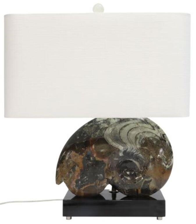 Appraisal: Polished ammonite fossil Morocco now fashioned as a table lamp