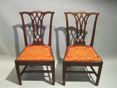 Appraisal: PAIR BALTIMORE MAHOGANY CHIPPENDALE CHAIRS Circa 's one stamped I