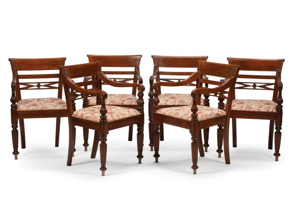 Appraisal: Set of Six George IV Anglo-Colonial Mahogany Armchairs th c