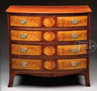 Appraisal: FINE PORTSMOUTH FEDERAL INLAID MAHOGANY BOWFRONT CHEST OF DRAWERS Early