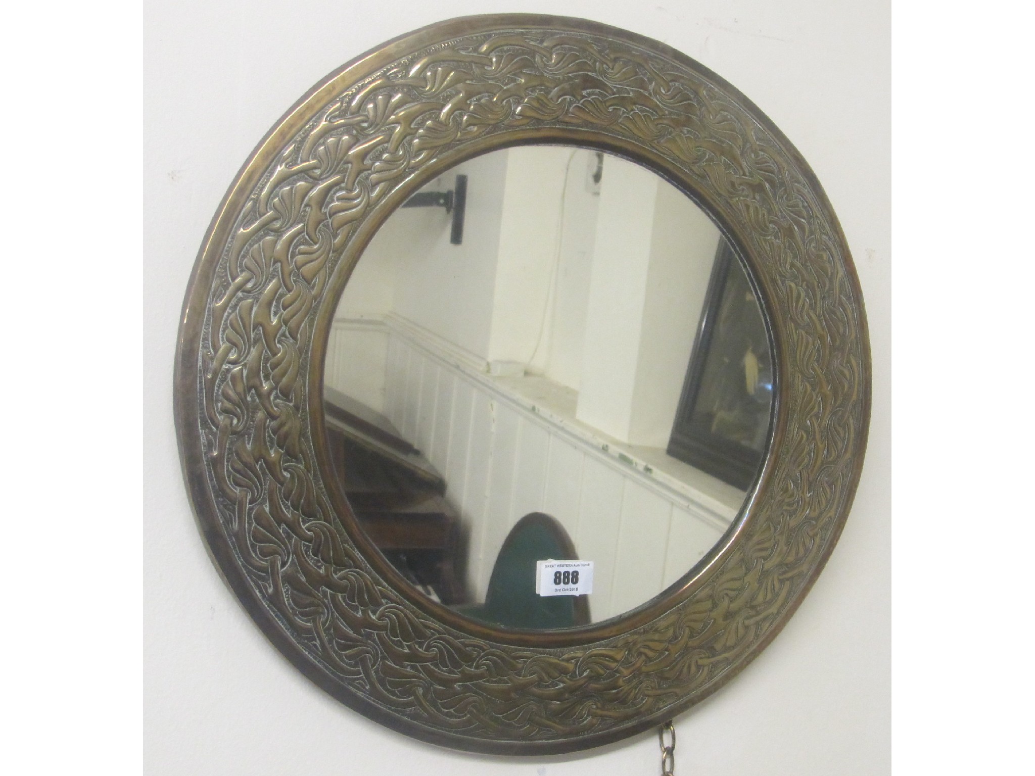 Appraisal: Arts and Crafts brass circular wall mirror