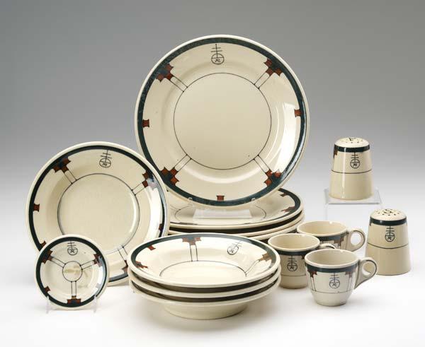 Appraisal: ROYCROFT Fifteen china dishes by Buffalo China designed by Dard