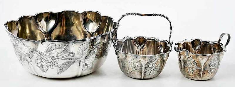 Appraisal: Three Whiting Sterling Items American late th early th century