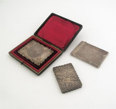 Appraisal: An Edwardian engraved card case stamped with a circular vignette